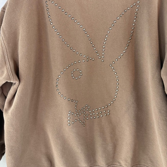 PACSUN Men's Playboy Brown Silver Studded Cotton Blend Sweatshirt - Picture 5 of 10